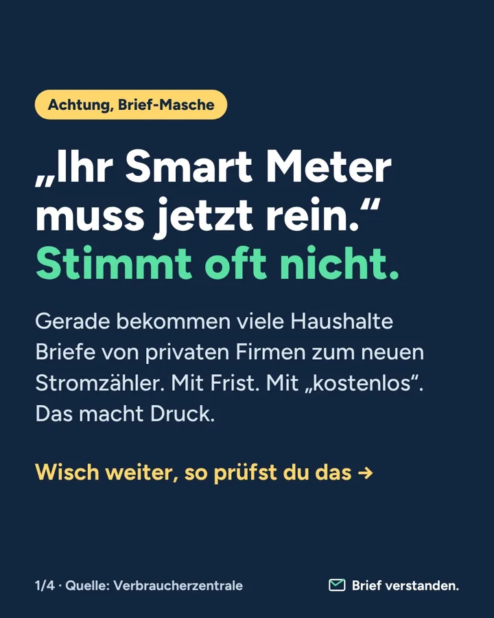 Beitrag „Ihr Smart Meter muss jetzt rein“ mit dem Hinweis: Stimmt oft nicht.